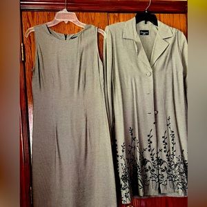 Vtg Cimmaron 2pc’s Sz-10 A line mini pull over dress, & Floral Deco Blazer Used